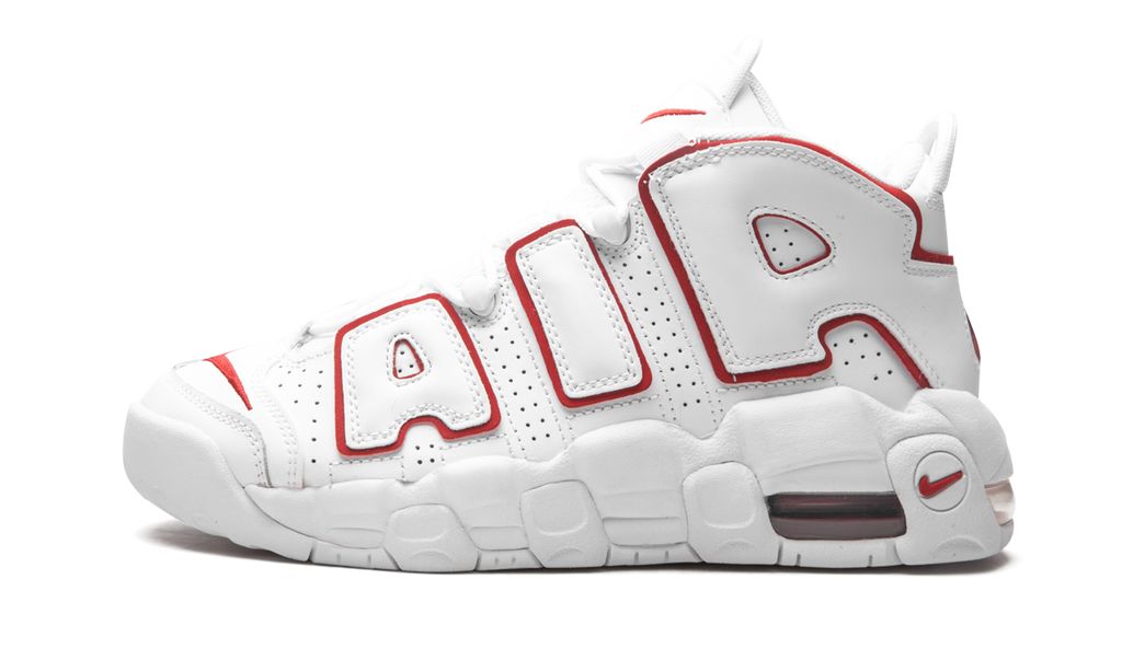 NK Air More Uptempo Weiß Varsity Roter Umriss