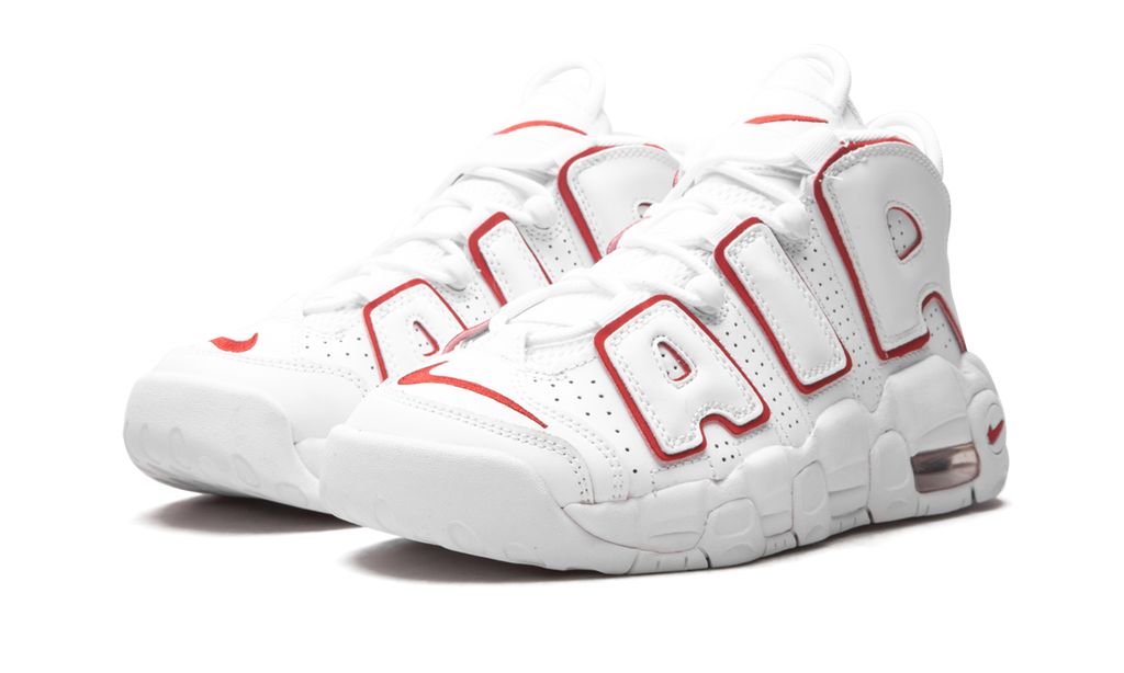 NK Air More Uptempo Weiß Varsity Roter Umriss