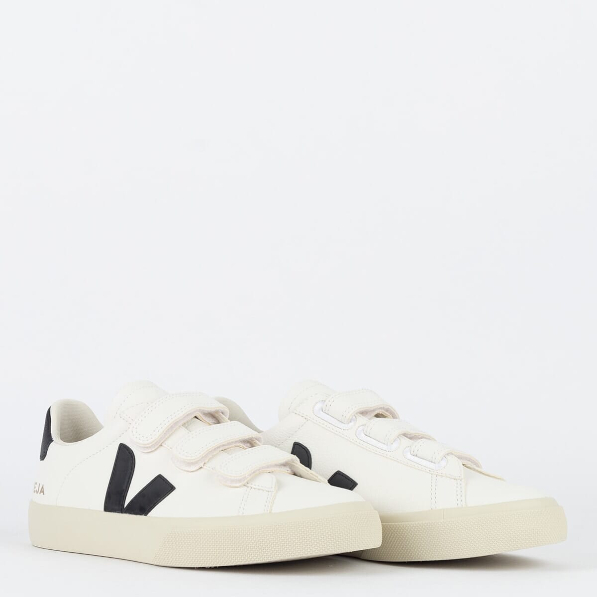 V Shoes Logo Chromfreies Leder Extra Weiß Schwarz