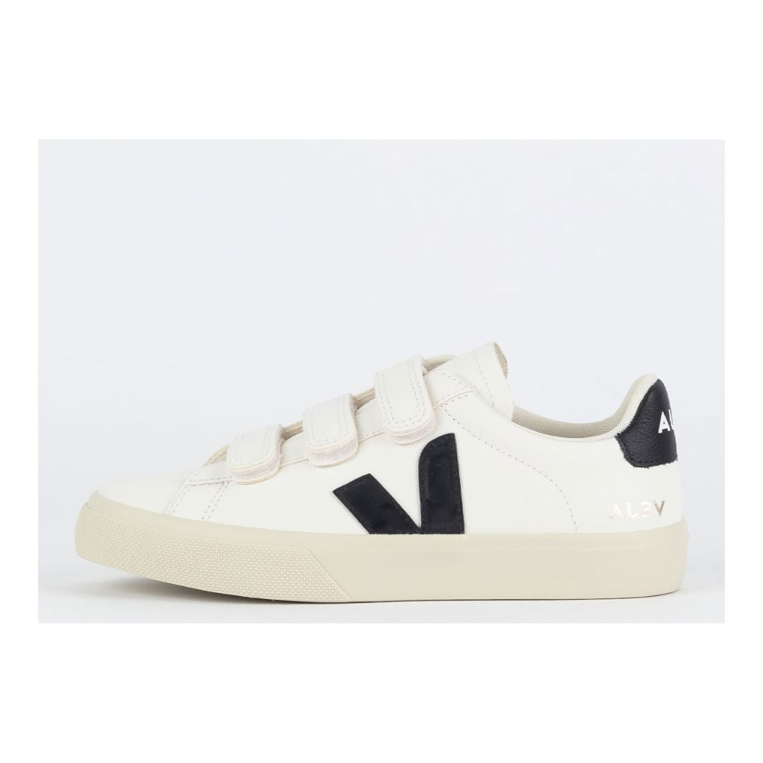 V Shoes Logo Chromfreies Leder Extra Weiß Schwarz