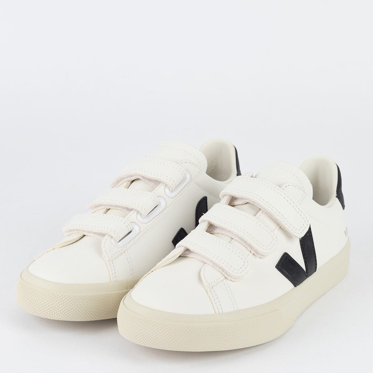 V Shoes Logo Chromfreies Leder Extra Weiß Schwarz